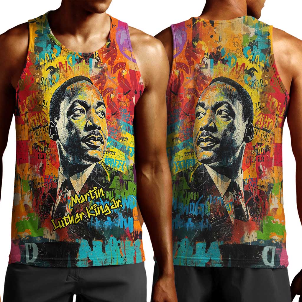 Martin Luther King Jr Men Tank Top Colorful Street Art Portrait Black History Graffiti Style - Wonder Print Shop