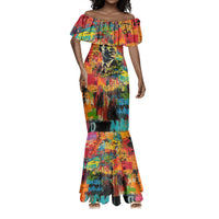 Martin Luther King Jr Mermaid Dress Colorful Street Art Portrait Black History Graffiti Style TS04