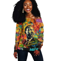 Martin Luther King Jr Off Shoulder Sweater Colorful Street Art Portrait Black History Graffiti Style - Wonder Print Shop