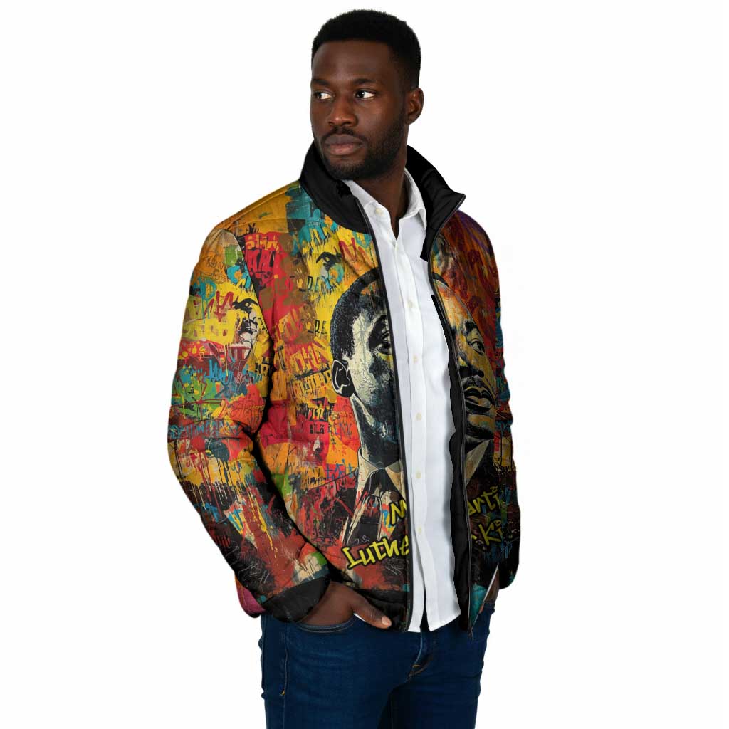 Martin Luther King Jr Padded Jacket Colorful Street Art Portrait Black History Graffiti Style - Wonder Print Shop