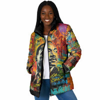 Martin Luther King Jr Padded Jacket Colorful Street Art Portrait Black History Graffiti Style - Wonder Print Shop