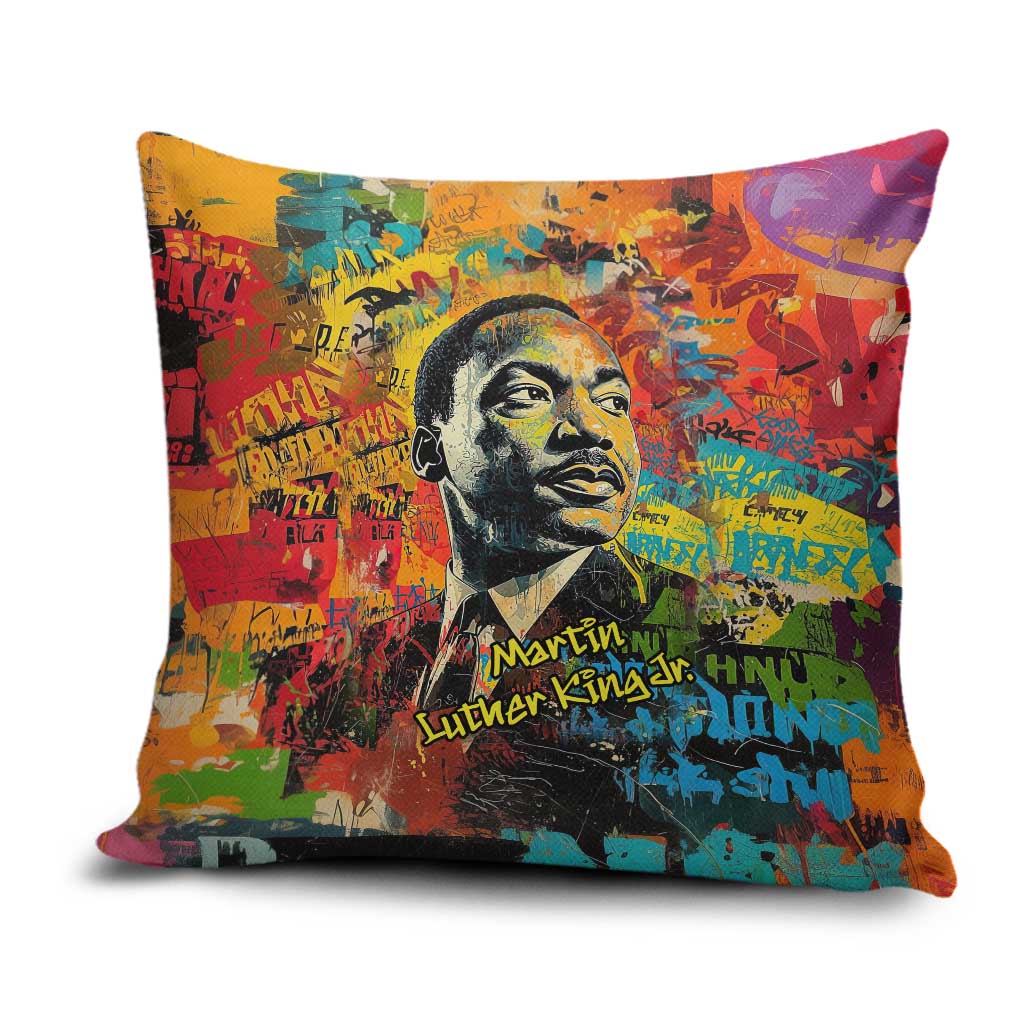 Martin Luther King Jr Pillow Cover Colorful Street Art Portrait Black History Graffiti Style - Wonder Print Shop