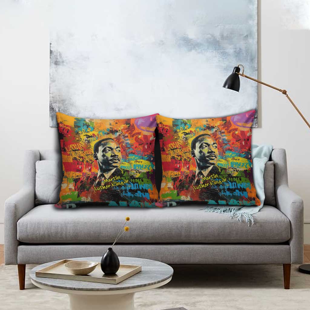 Martin Luther King Jr Pillow Cover Colorful Street Art Portrait Black History Graffiti Style - Wonder Print Shop