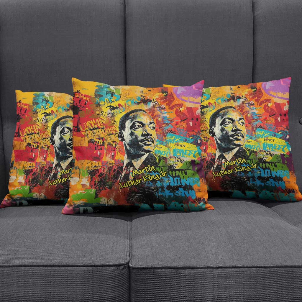Martin Luther King Jr Pillow Cover Colorful Street Art Portrait Black History Graffiti Style - Wonder Print Shop