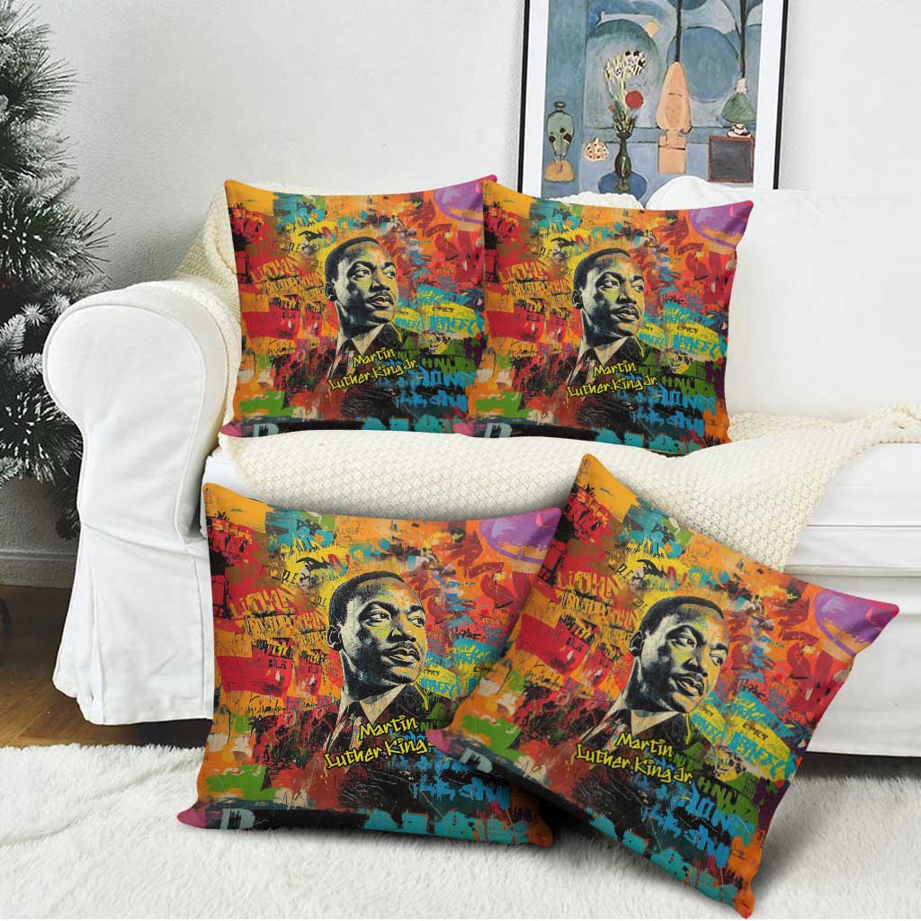Martin Luther King Jr Pillow Cover Colorful Street Art Portrait Black History Graffiti Style - Wonder Print Shop