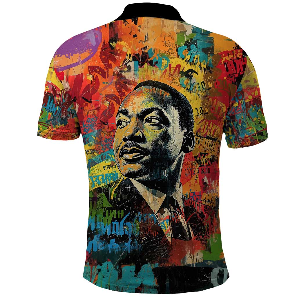 Martin Luther King Jr Polo Shirt Colorful Street Art Portrait Black History Graffiti Style TS04