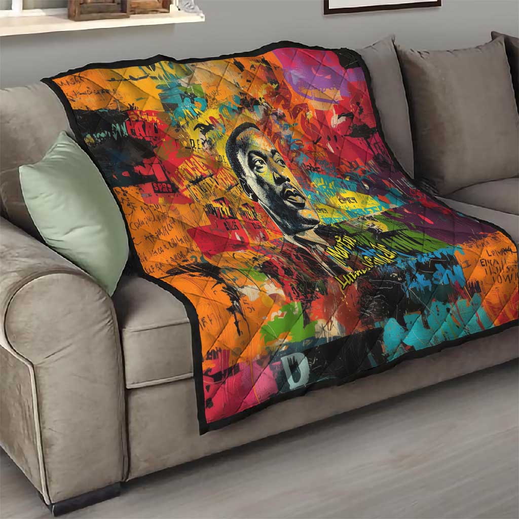 Martin Luther King Jr Quilt Colorful Street Art Portrait Black History Graffiti Style - Wonder Print Shop