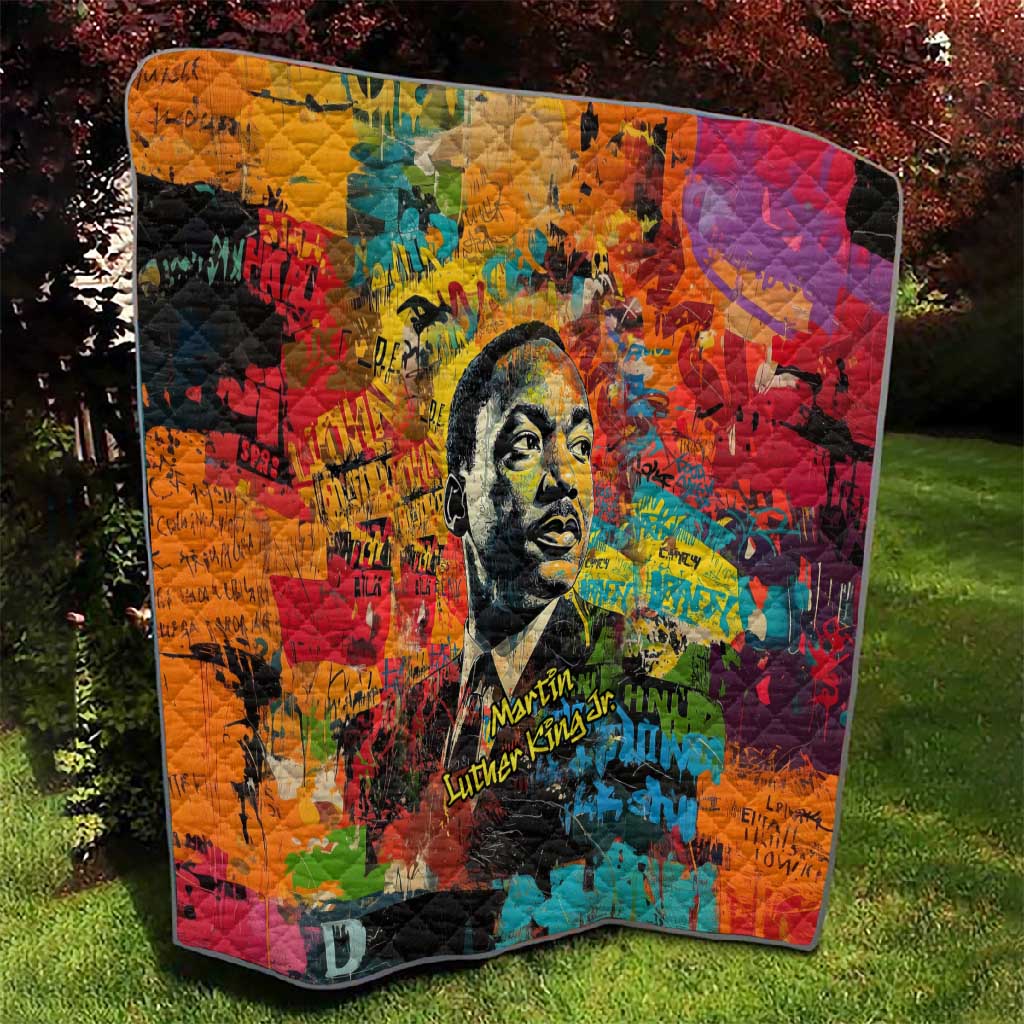 Martin Luther King Jr Quilt Colorful Street Art Portrait Black History Graffiti Style - Wonder Print Shop