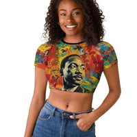Martin Luther King Jr Raglan Cropped T shirt Colorful Street Art Portrait Black History Graffiti Style TS04