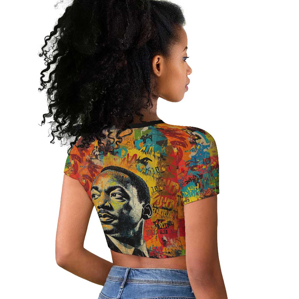 Martin Luther King Jr Raglan Cropped T shirt Colorful Street Art Portrait Black History Graffiti Style TS04
