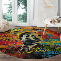 Martin Luther King Jr Round Carpet Colorful Street Art Portrait Black History Graffiti Style - Wonder Print Shop