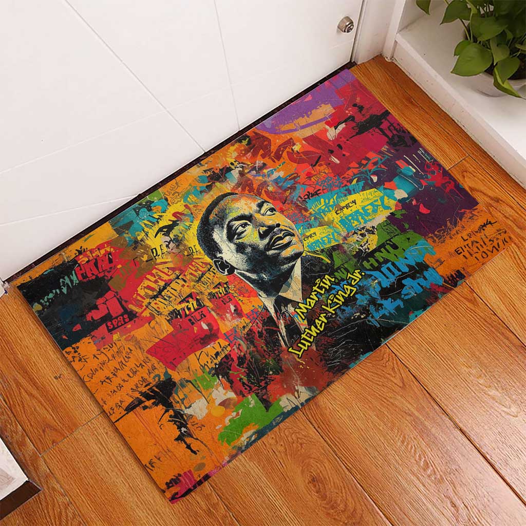 Martin Luther King Jr Rubber Doormat Colorful Street Art Portrait Black History Graffiti Style - Wonder Print Shop