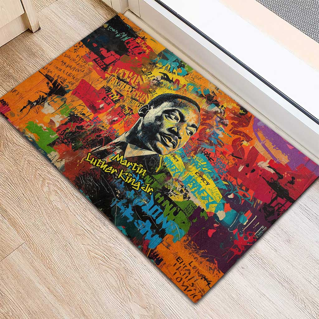 Martin Luther King Jr Rubber Doormat Colorful Street Art Portrait Black History Graffiti Style - Wonder Print Shop
