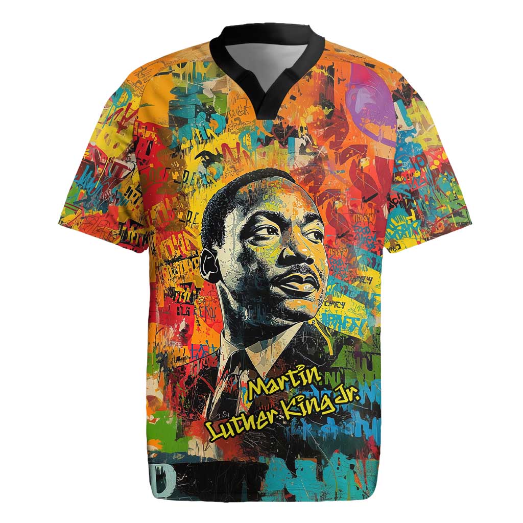 Martin Luther King Jr Rugby Jersey Colorful Street Art Portrait Black History Graffiti Style TS04