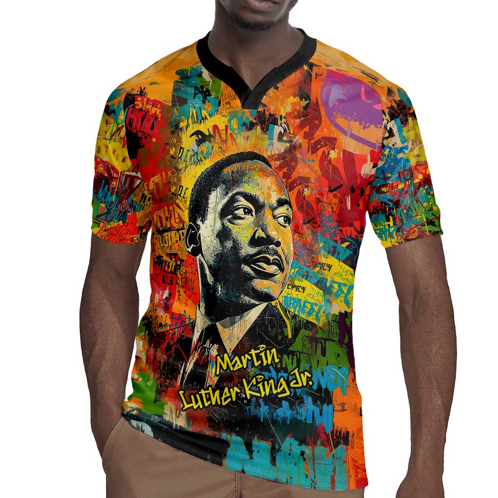 Martin Luther King Jr Rugby Jersey Colorful Street Art Portrait Black History Graffiti Style TS04