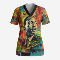 Martin Luther King Jr Scrub Top Colorful Street Art Portrait Black History Graffiti Style - Wonder Print Shop