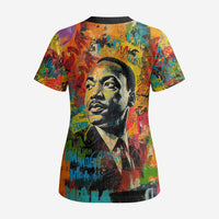 Martin Luther King Jr Scrub Top Colorful Street Art Portrait Black History Graffiti Style - Wonder Print Shop