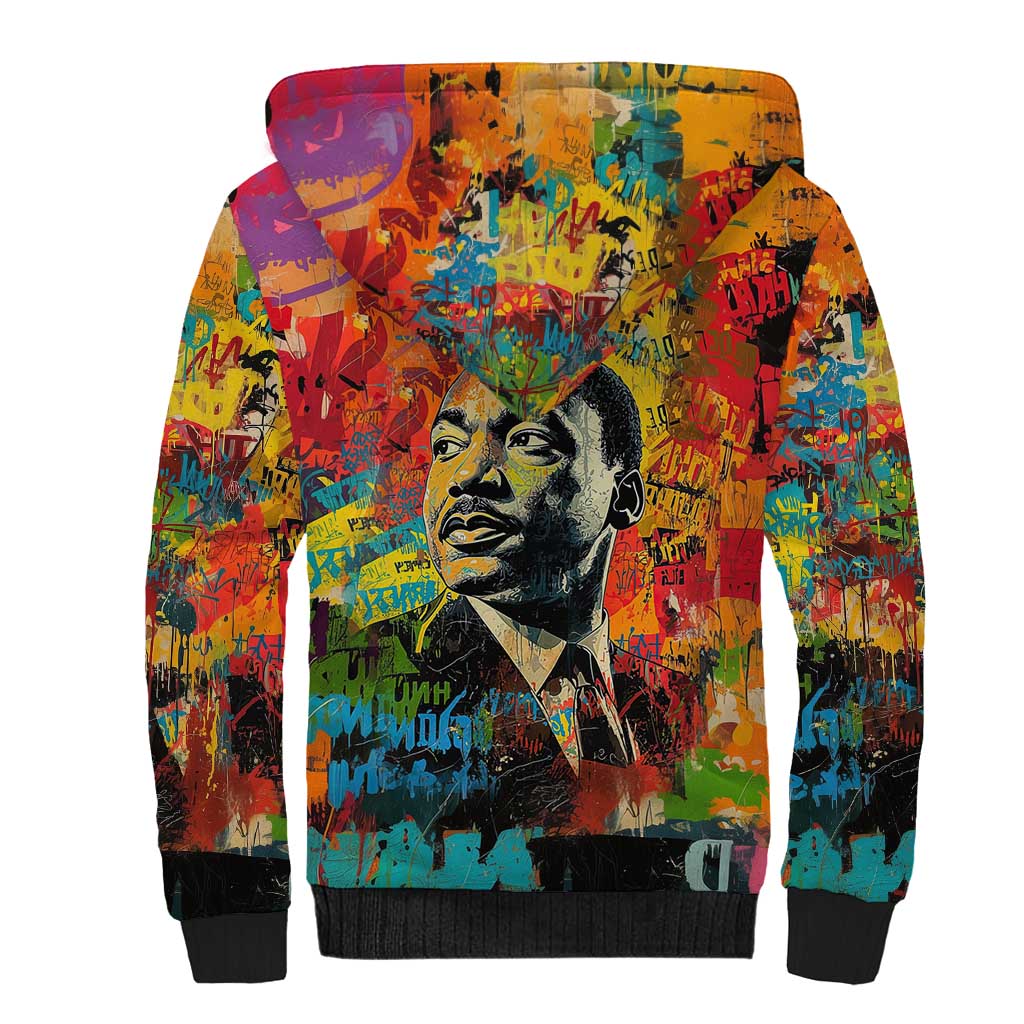 Martin Luther King Jr Sherpa Hoodie Colorful Street Art Portrait Black History Graffiti Style - Wonder Print Shop