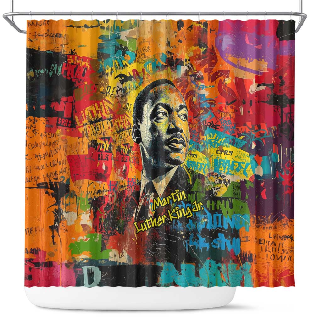Martin Luther King Jr Shower Curtain Colorful Street Art Portrait Black History Graffiti Style - Wonder Print Shop