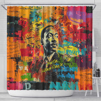 Martin Luther King Jr Shower Curtain Colorful Street Art Portrait Black History Graffiti Style - Wonder Print Shop