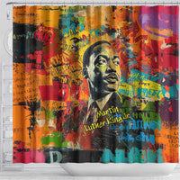 Martin Luther King Jr Shower Curtain Colorful Street Art Portrait Black History Graffiti Style - Wonder Print Shop
