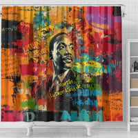 Martin Luther King Jr Shower Curtain Colorful Street Art Portrait Black History Graffiti Style - Wonder Print Shop
