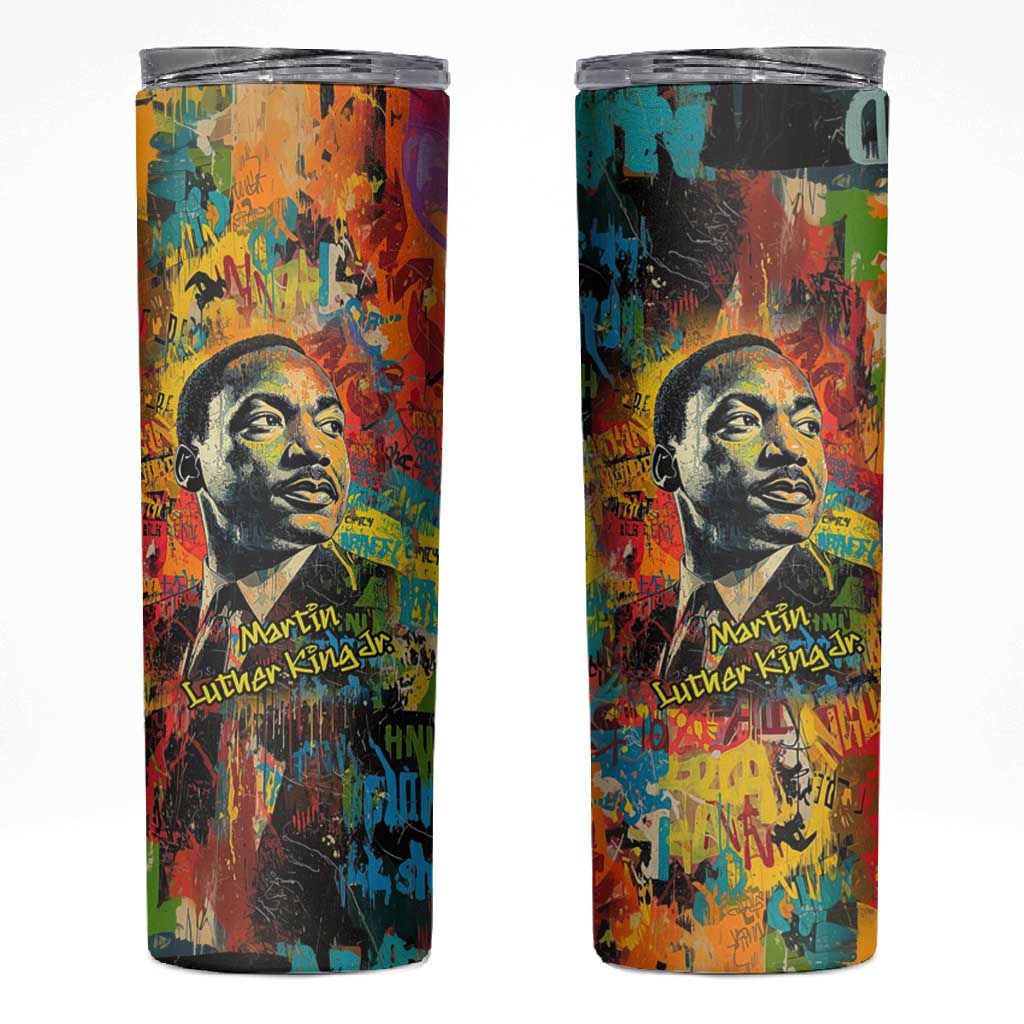 Martin Luther King Jr Skinny Tumbler Colorful Street Art Portrait Black History Graffiti Style - Wonder Print Shop