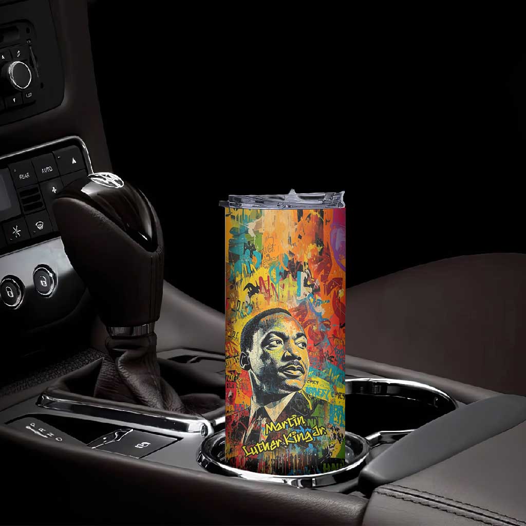 Martin Luther King Jr Skinny Tumbler Colorful Street Art Portrait Black History Graffiti Style - Wonder Print Shop