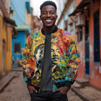 Martin Luther King Jr Sleeve Zip Bomber Jacket Colorful Street Art Portrait Black History Graffiti Style - Wonder Print Shop