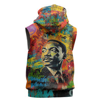 Martin Luther King Jr Sleeveless Hoodie Colorful Street Art Portrait Black History Graffiti Style - Wonder Print Shop