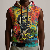 Martin Luther King Jr Sleeveless Hoodie Colorful Street Art Portrait Black History Graffiti Style - Wonder Print Shop