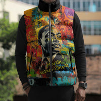 Martin Luther King Jr Sleeveless Puffer Jacket Colorful Street Art Portrait Black History Graffiti Style - Wonder Print Shop