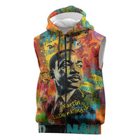 Martin Luther King Jr Sleeveless Zip Hoodie Colorful Street Art Portrait Black History Graffiti Style - Wonder Print Shop