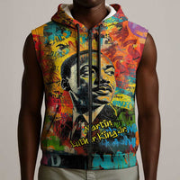 Martin Luther King Jr Sleeveless Zip Hoodie Colorful Street Art Portrait Black History Graffiti Style - Wonder Print Shop