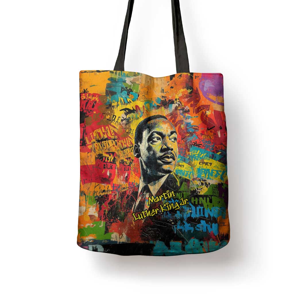 Martin Luther King Jr Tote Bag Colorful Street Art Portrait Black History Graffiti Style - Wonder Print Shop