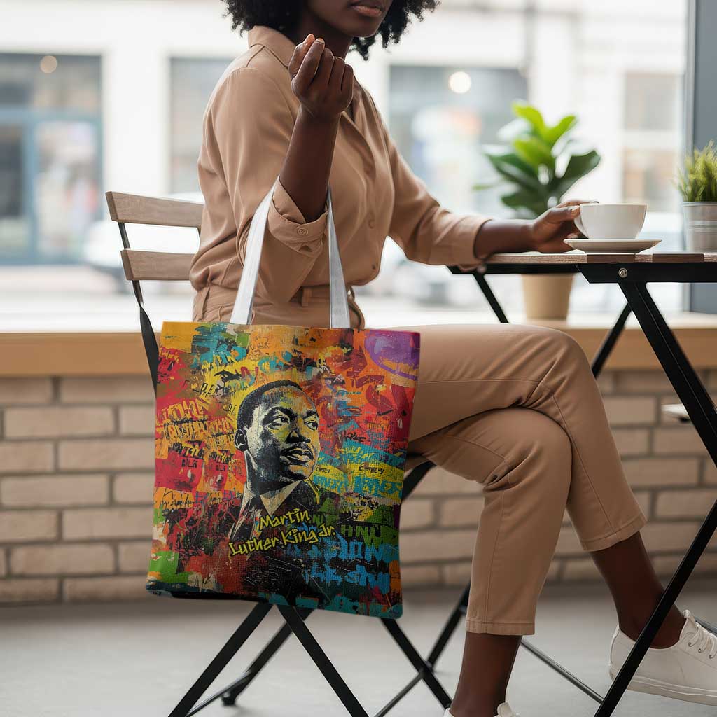 Martin Luther King Jr Tote Bag Colorful Street Art Portrait Black History Graffiti Style - Wonder Print Shop