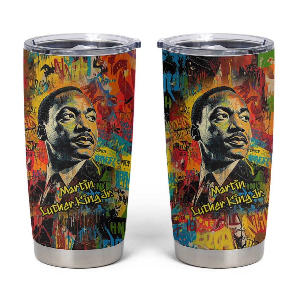 Martin Luther King Jr Tumbler Cup Colorful Street Art Portrait Black History Graffiti Style - Wonder Print Shop