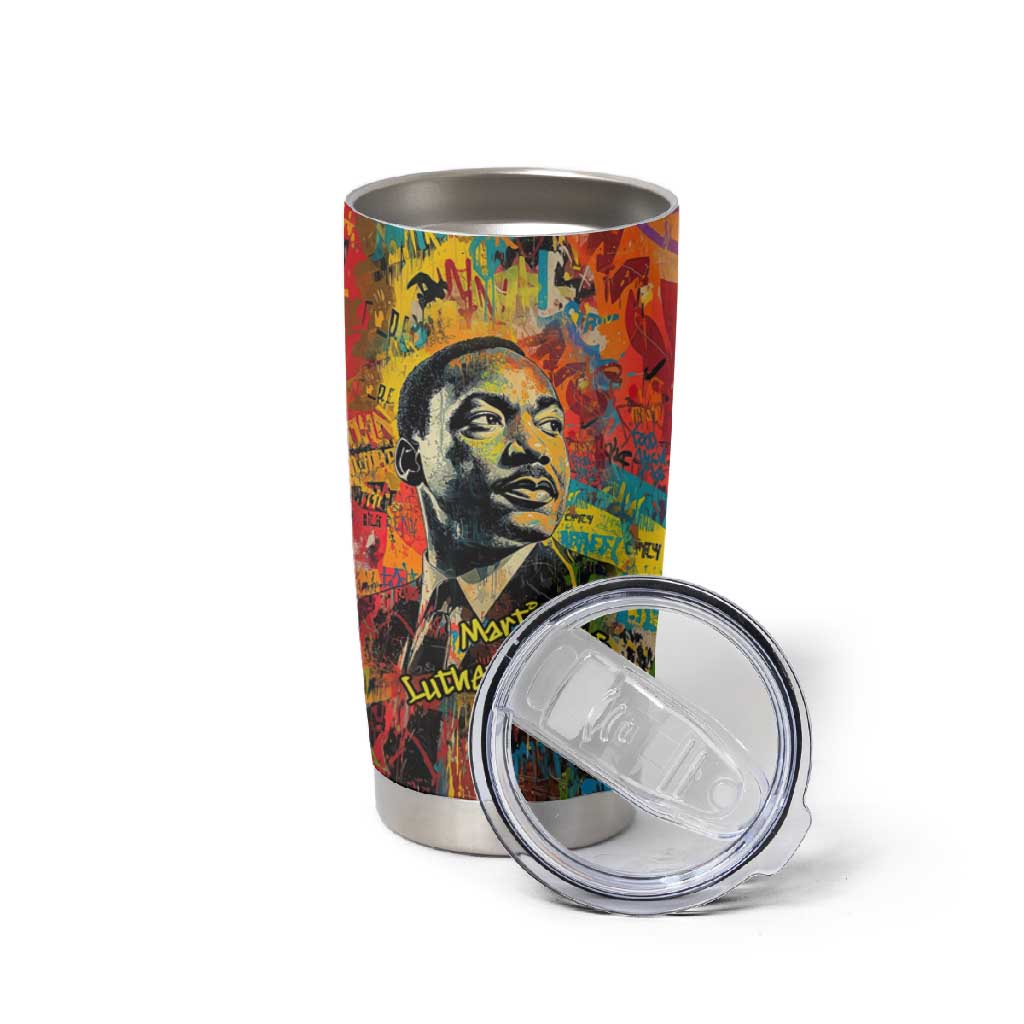 Martin Luther King Jr Tumbler Cup Colorful Street Art Portrait Black History Graffiti Style - Wonder Print Shop