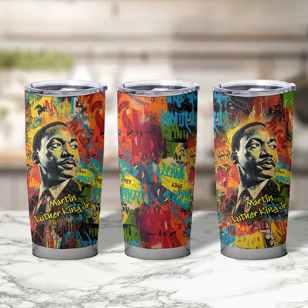 Martin Luther King Jr Tumbler Cup Colorful Street Art Portrait Black History Graffiti Style - Wonder Print Shop