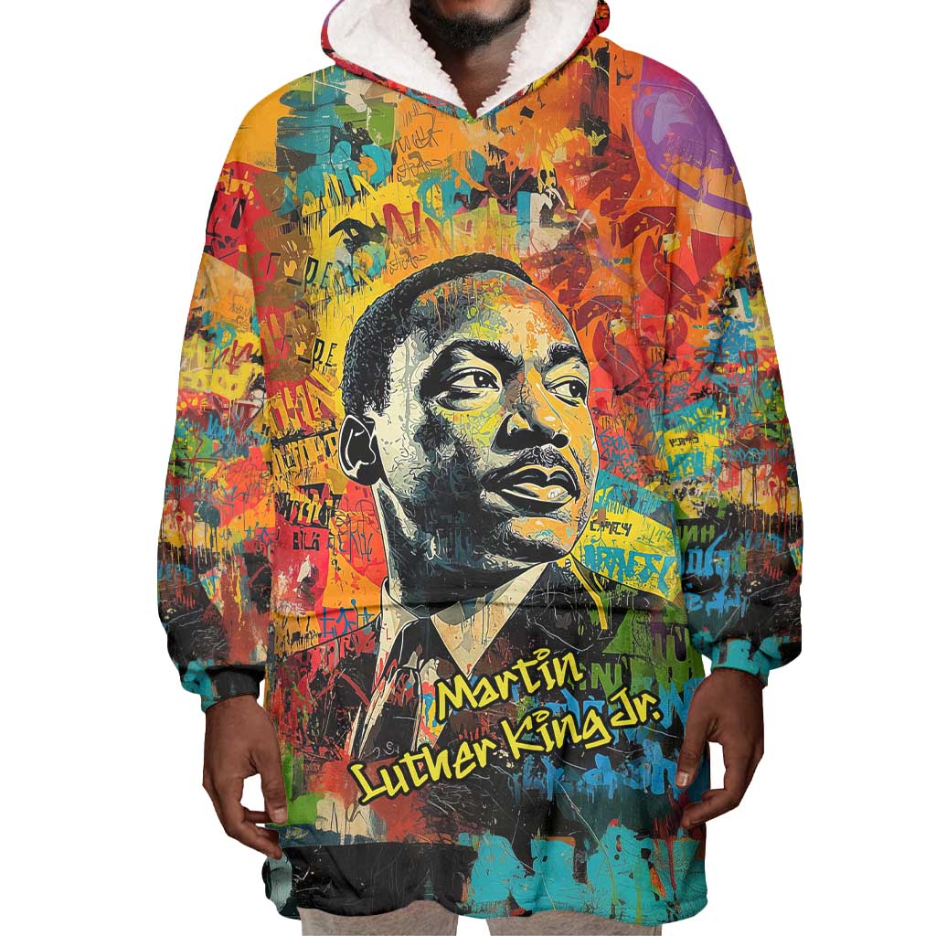 Martin Luther King Jr Wearable Blanket Hoodie Colorful Street Art Portrait Black History Graffiti Style - Wonder Print Shop