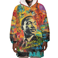 Martin Luther King Jr Wearable Blanket Hoodie Colorful Street Art Portrait Black History Graffiti Style - Wonder Print Shop