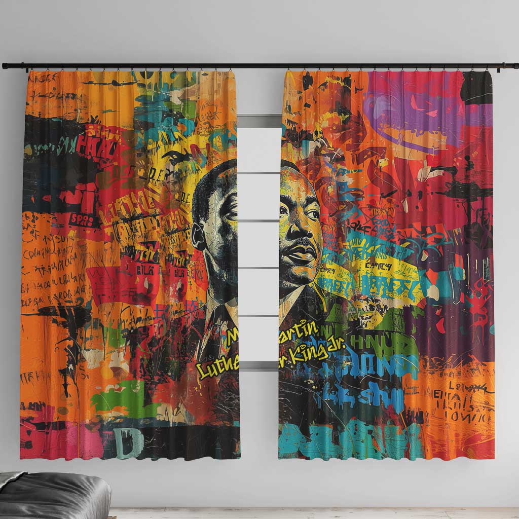 Martin Luther King Jr Window Curtain Colorful Street Art Portrait Black History Graffiti Style - Wonder Print Shop