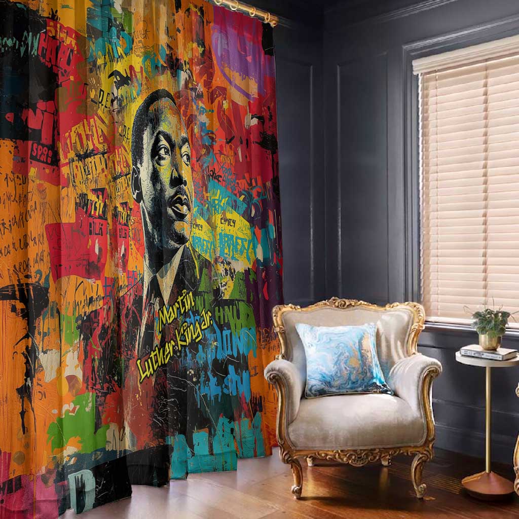 Martin Luther King Jr Window Curtain Colorful Street Art Portrait Black History Graffiti Style - Wonder Print Shop