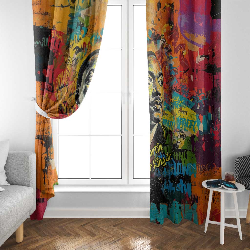 Martin Luther King Jr Window Curtain Colorful Street Art Portrait Black History Graffiti Style - Wonder Print Shop