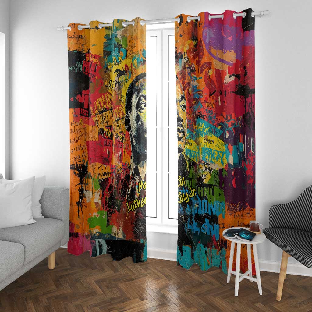 Martin Luther King Jr Window Curtain Colorful Street Art Portrait Black History Graffiti Style - Wonder Print Shop
