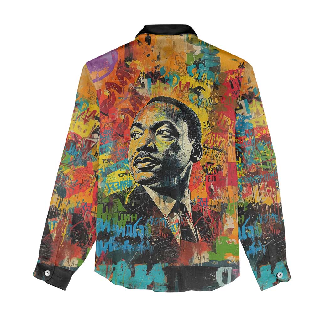 Martin Luther King Jr Women Casual Shirt Colorful Street Art Portrait Black History Graffiti Style - Wonder Print Shop