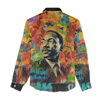 Martin Luther King Jr Women Casual Shirt Colorful Street Art Portrait Black History Graffiti Style - Wonder Print Shop