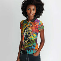 Martin Luther King Jr Women Polo Shirt Colorful Street Art Portrait Black History Graffiti Style TS04