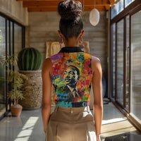 Martin Luther King Jr Women Sleeveless Polo Shirt Colorful Street Art Portrait Black History Graffiti Style - Wonder Print Shop
