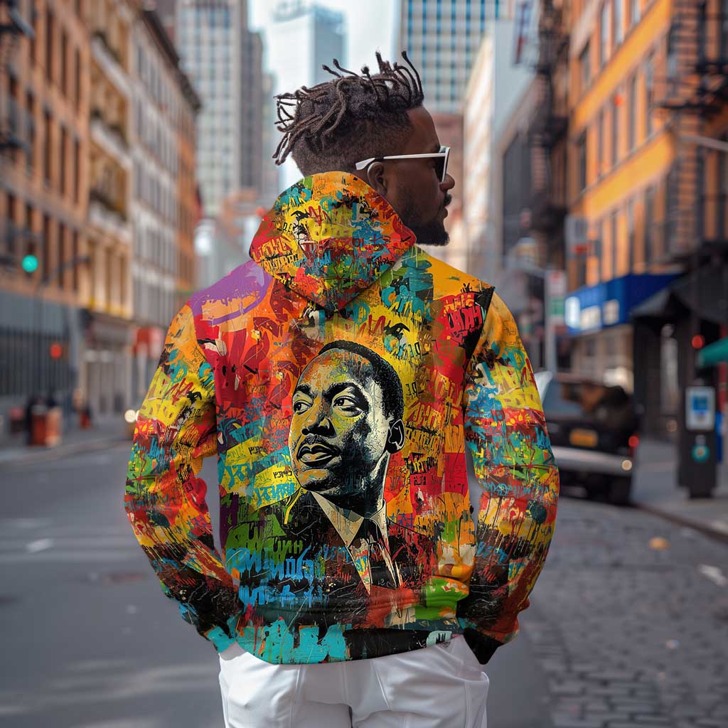 Martin Luther King Jr Zip Hoodie Colorful Street Art Portrait Black History Graffiti Style - Wonder Print Shop